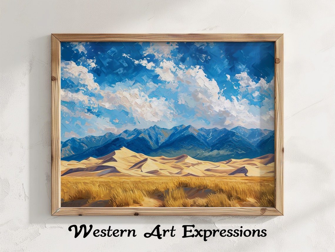 Great Sand Dunes San Juan Mountains Impressionist Painting Poster