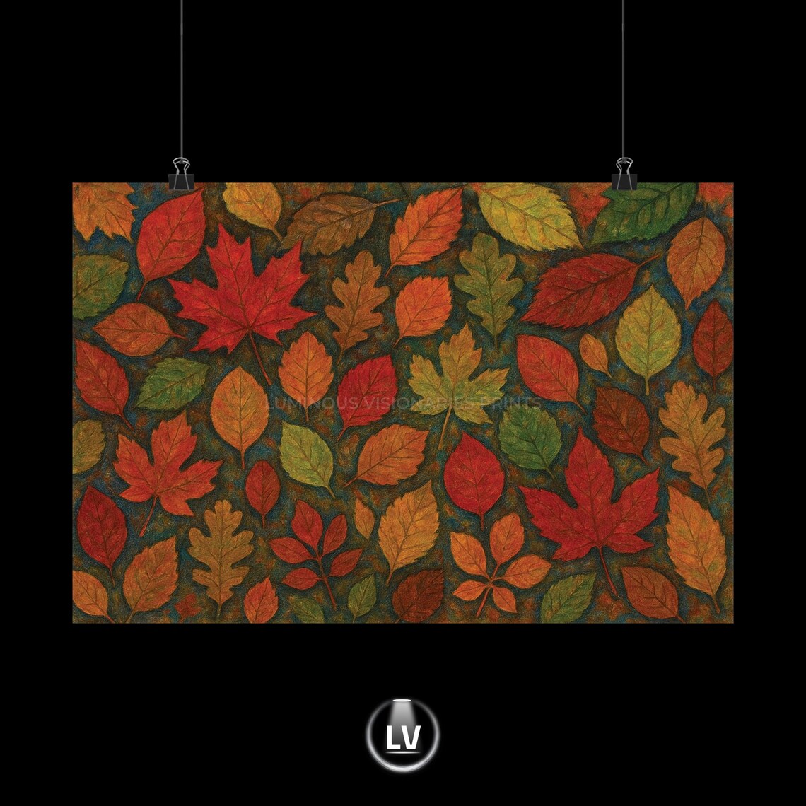 Autumn Leaves Fall Art Poster Maple Oak Leaf Pattern Nature Home Wall Decor