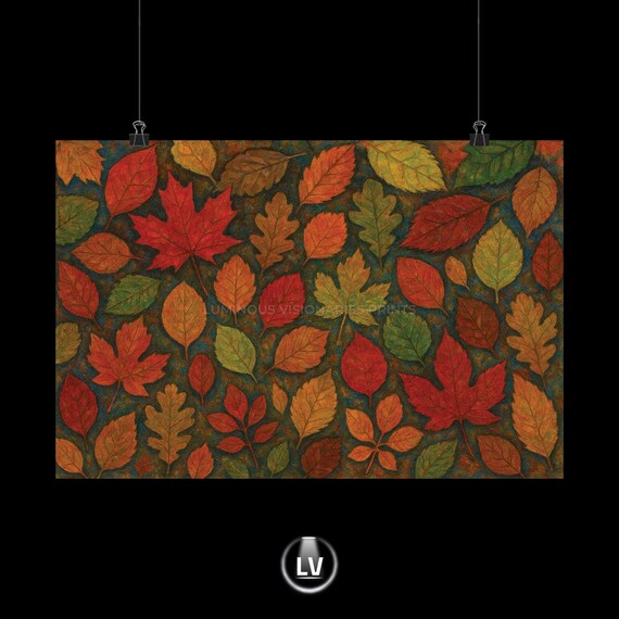 Autumn Leaves Matte Horizontal Poster Fall Decor Home Art Nature Print Seasonal Wall Gift For Lovers Appt 24
