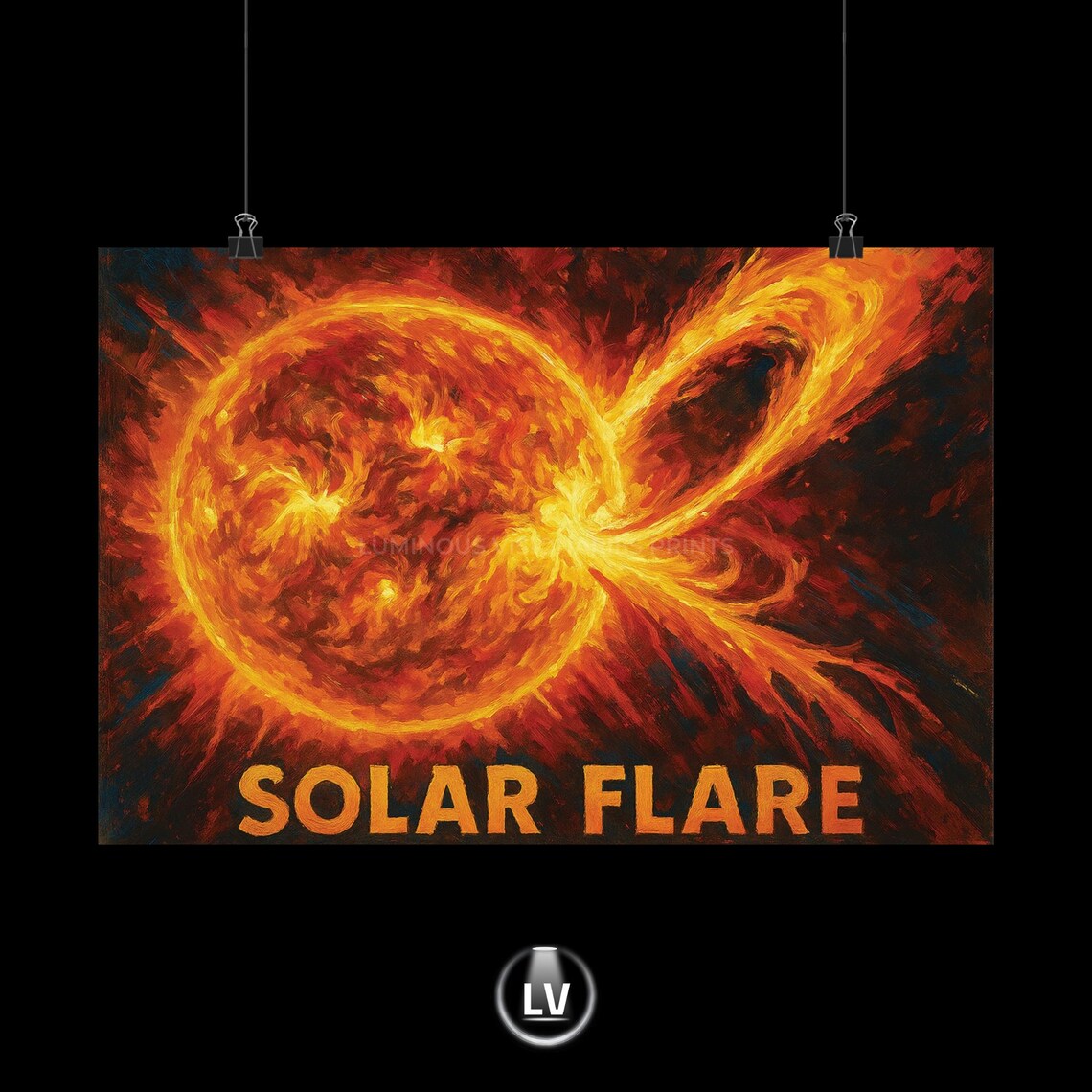 Solar Flare Dramatic Sun Eruption Space Astronomy Celestial Art Painting Poster