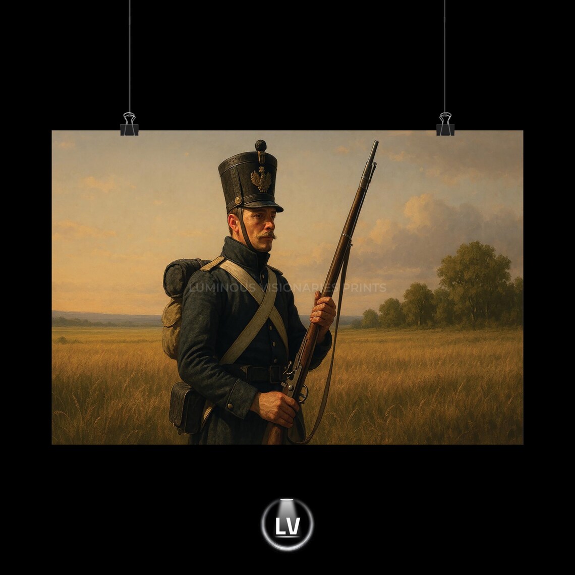 Prussian Line Infantryman 19th Century Uniform Vintage History Art Poster