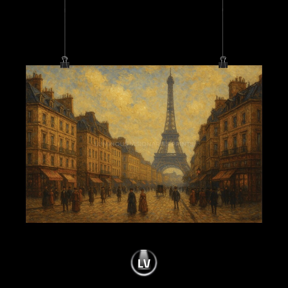 Elegant Parisian Vintage Travel Poster, Eiffel Tower