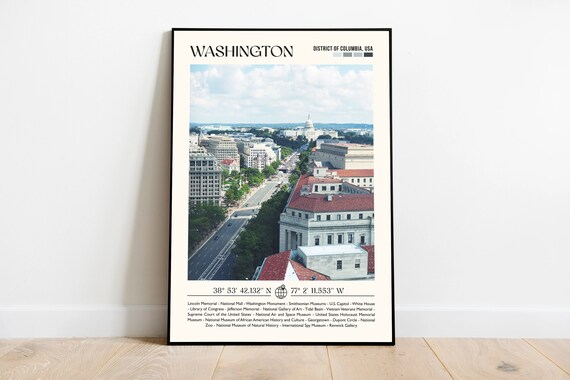 Washington DC Daytime Skyline Photo Travel Poster USA Capital Landmarks