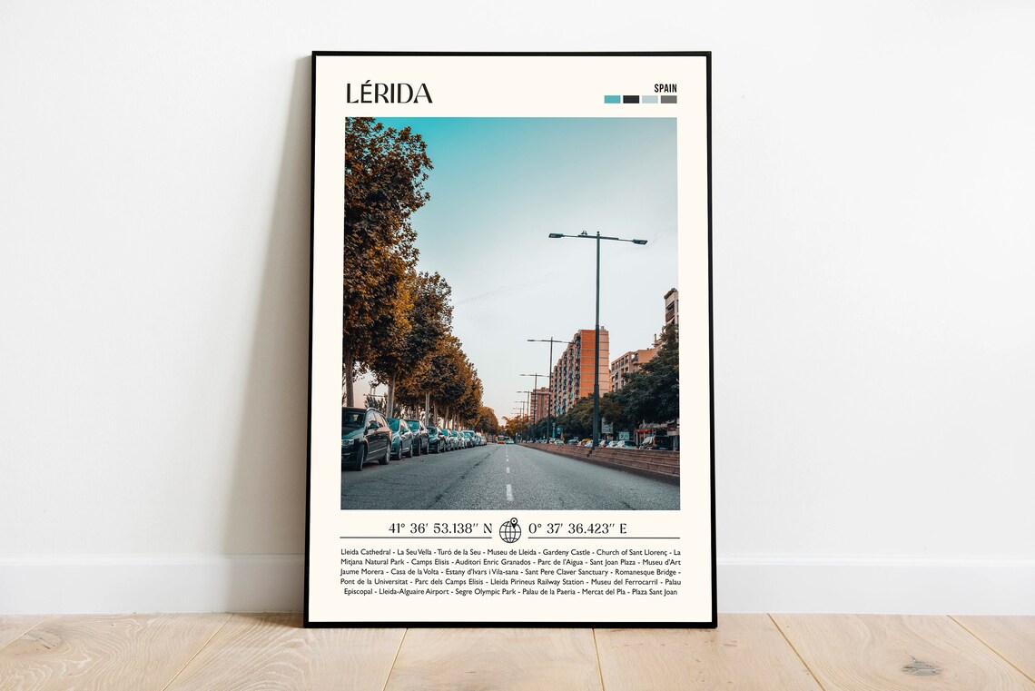 Lerida Spain Golden Hour City Street Avenue Photo Travel Poster