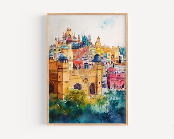Hyderabad Watercolor Painting Wall Art Print India Poster Travel Decor Illustration Home