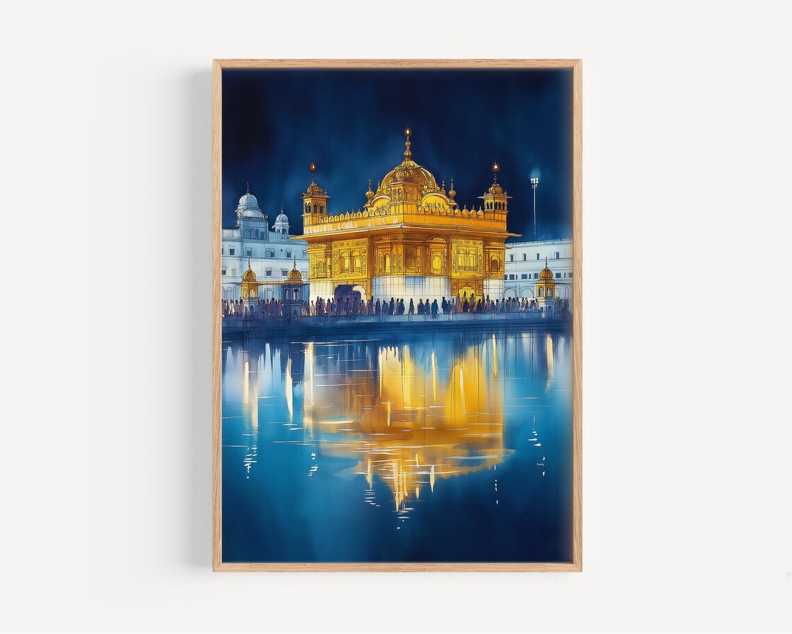 India Watercolor Painting, Amritsar Travel Poster