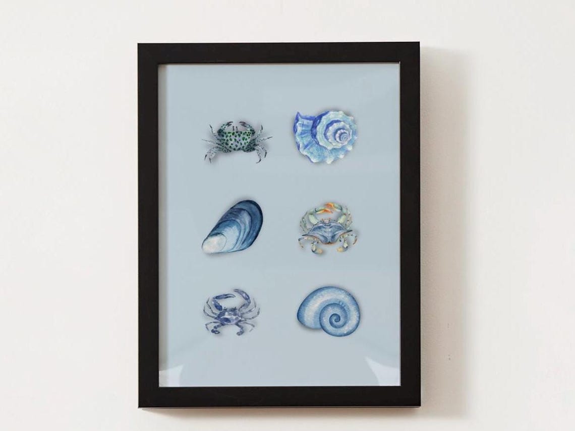 Seashells Pdf By The Sea Art Print Poster Pdf Gallery Wall Art Ocean Treasures - Image 2