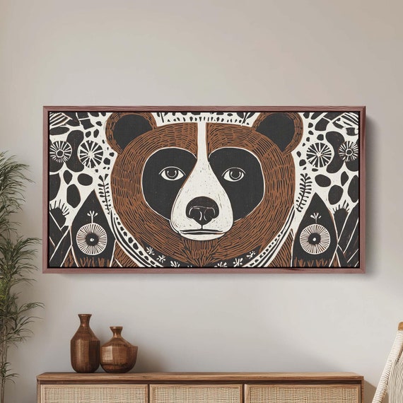 Bear Folk Art Scandinavian Poster Print