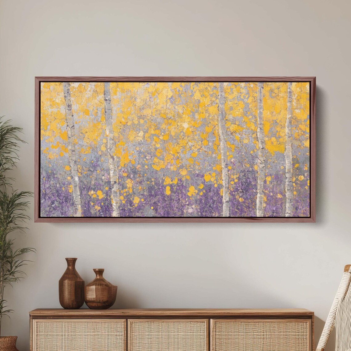 Impressionist Fall Aspen Trees, Abstract Art Print