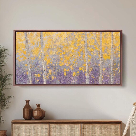 Impressionist Fall Aspen Trees, Abstract Art Print
