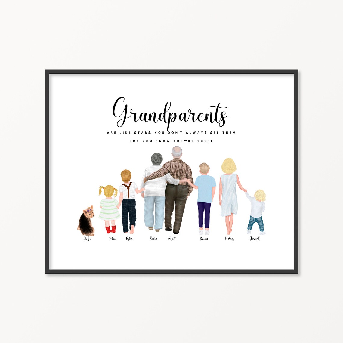 Grandparents Portrait Personalised Christmas Family Print Gift For Grandma For Grandad Nanny Gift Gift From Grandchildren