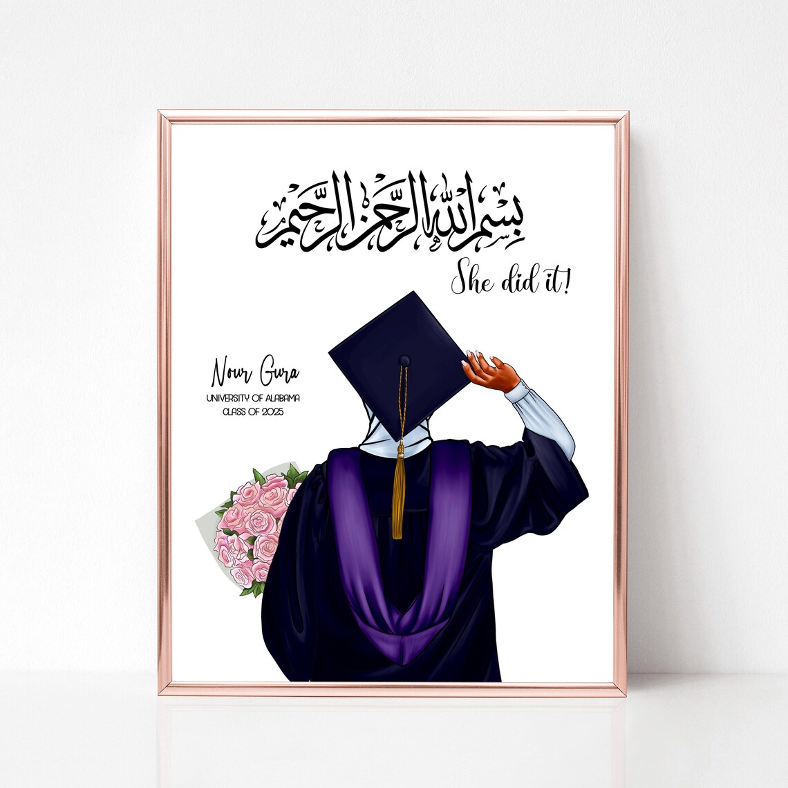 Muslim Girl Graduation Personalized Art Print