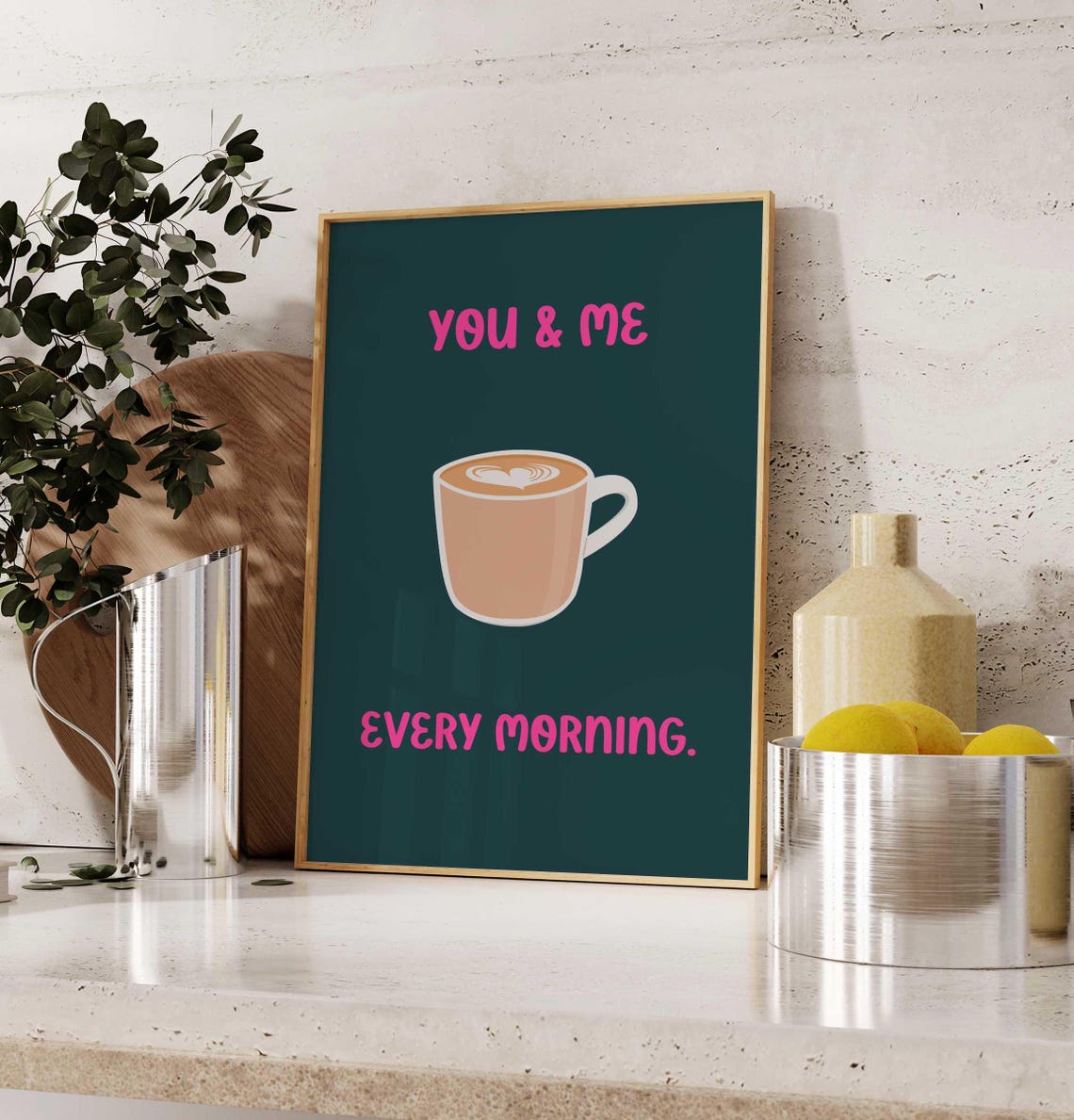Coffee Kitchen Poster Wall Art You Me Every Morning Wall Art Coffee Poster Latte Poster - Image 4