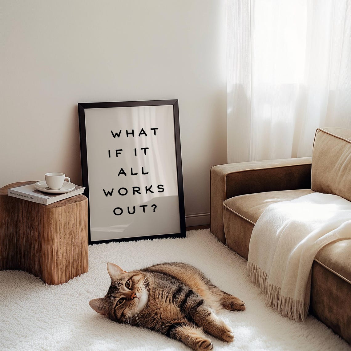 Handwritten What If It All Works Out Inspirational Quote Wall Poster - Image 3