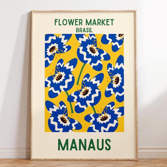 Manaus Flower Market Trendy Wall Art Minimalist Floral Modern Brasil Home City Decor Poster Print