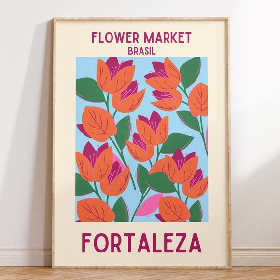 Fortaleza Flower Market Trendy Wall Art Minimalist Floral Modern Brasil Home City Decor Poster Print