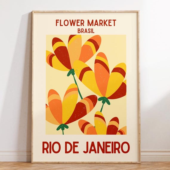 Rio De Janeiro Flower Market Trendy Wall Art Minimalist Floral Modern Brasil Home City Deco Poster Print