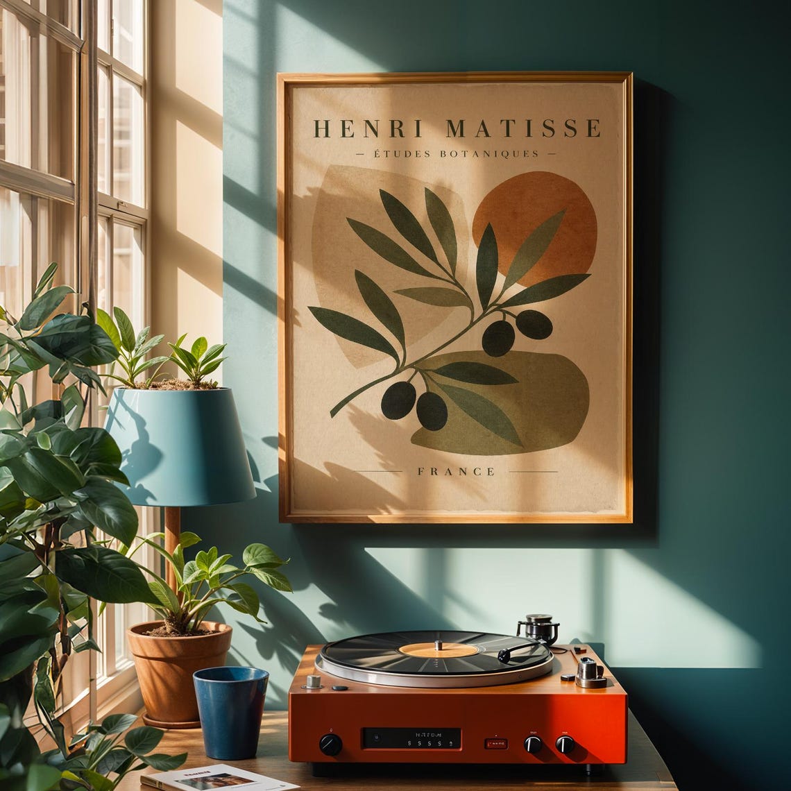 Henri Matisse Print Etudes Botaniques Poster Modern Minimalist Botanical Illustration Olive Green And Terracotta - Image 3