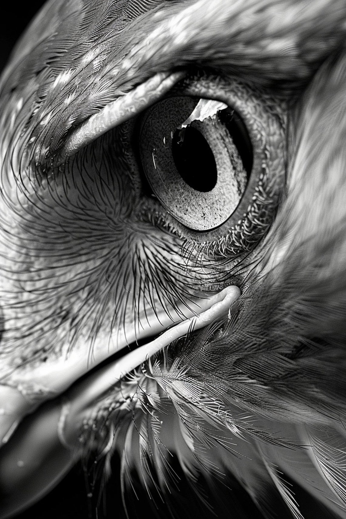 Bold Eagle Eye Macro Close Up Stay Focused Black White Poster - Image 2