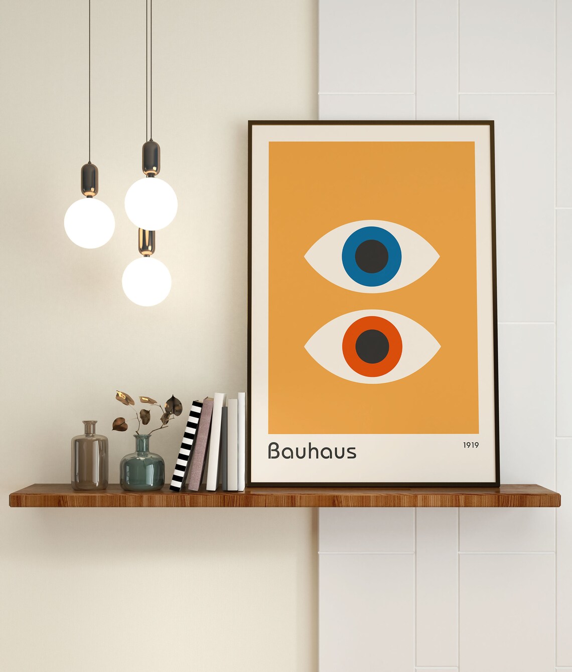 Bauhaus Exhibition Poster, Retro Eyes On Yellow Print - Image 3