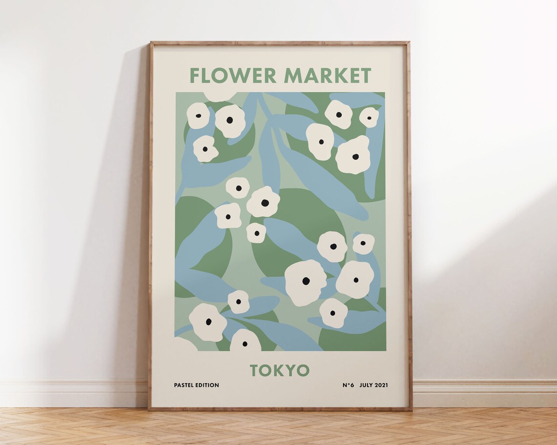 Flower Market Print Tokyo, Danish Pastel Travel Poster