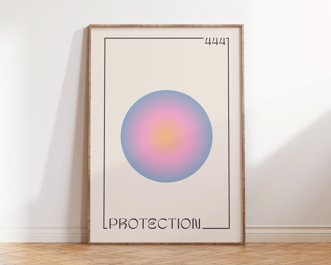 Angel Number 444 Poster Aura Gradient Affirmation Print Pastel Y2k Aesthetic Room Decor Manifestation Wall Art
