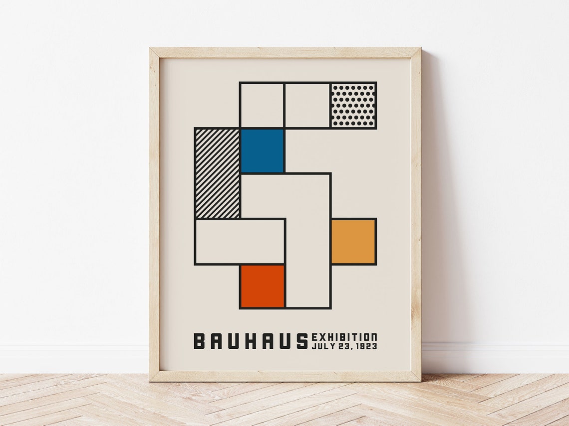 Bauhaus Exhibition 1923 Geometric Squares Mid Century Modern Poster - Image 2