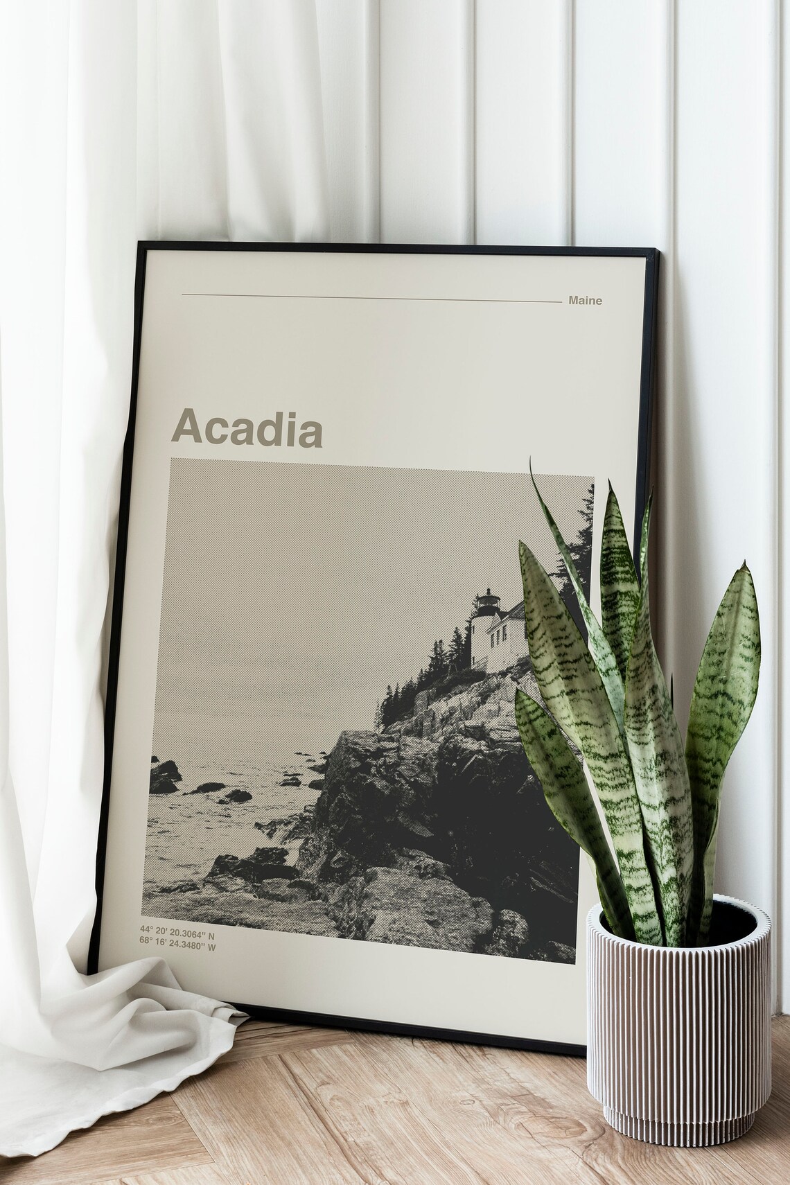 Acadia National Park Maine Lighthouse Neutral Minimalist Photo Poster - Image 2