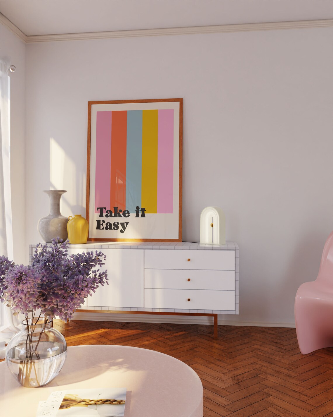 Take It Easy Retro Funky Quote Art Print - Image 3