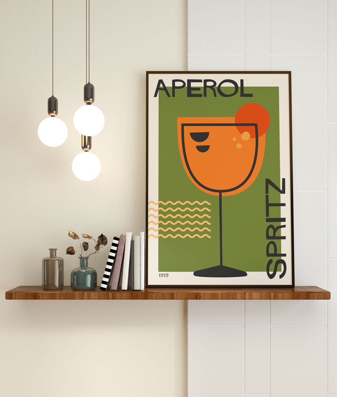 Aperol Spritz Retro Cocktail Glass Orange Mid Century Modern Poster - Image 3