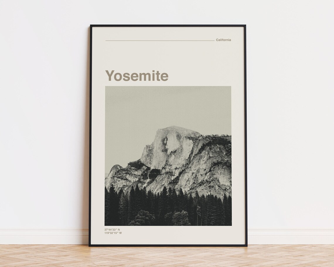 Yosemite National Park Neutral Tones Travel Poster