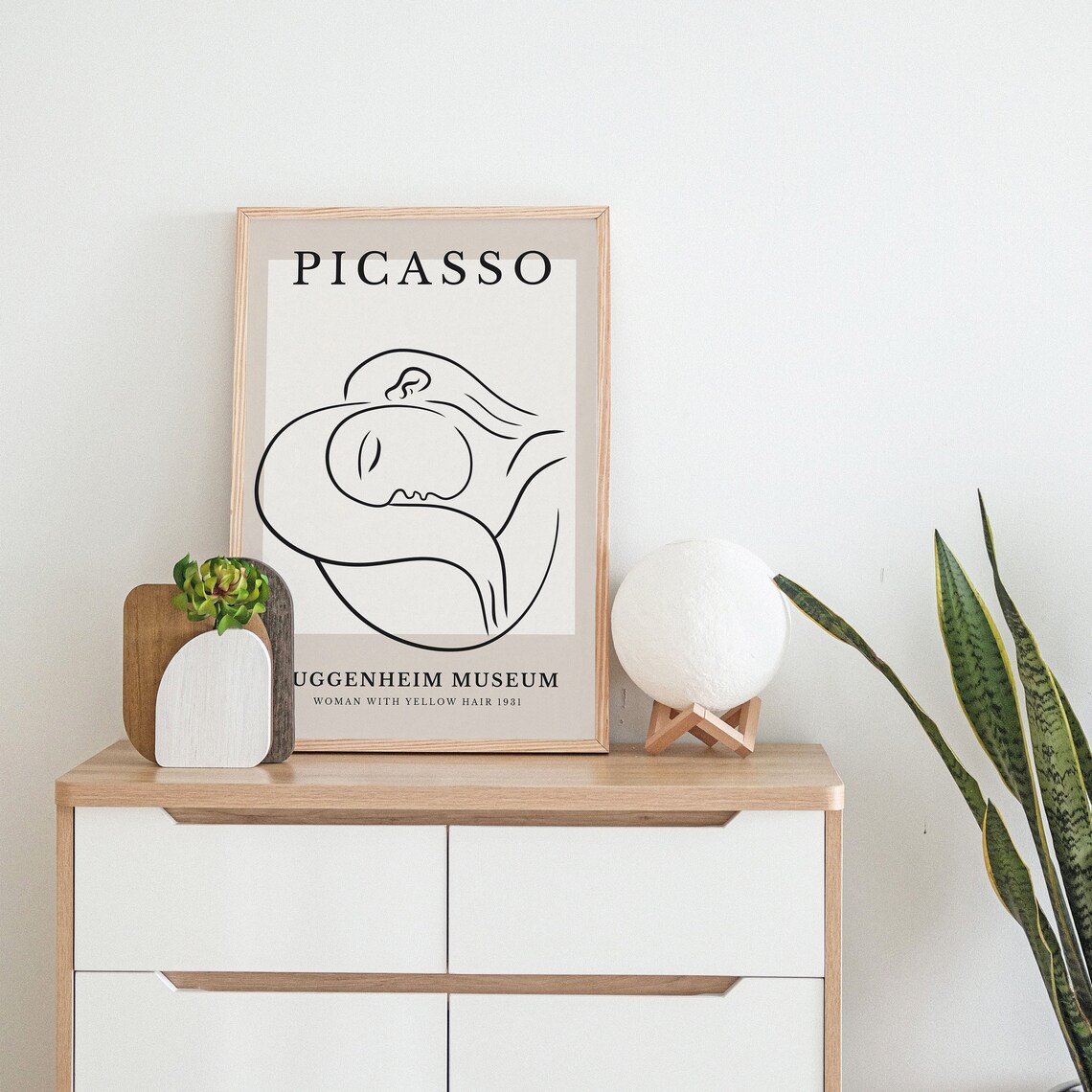Picasso Exhibition Poster Sleeping Woman With Yellow Hair Line Art Version - Image 2