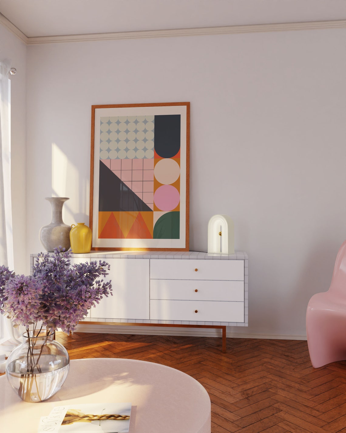 Colorful Geometric Bauhaus Mid Century Modern Abstract Poster - Image 3