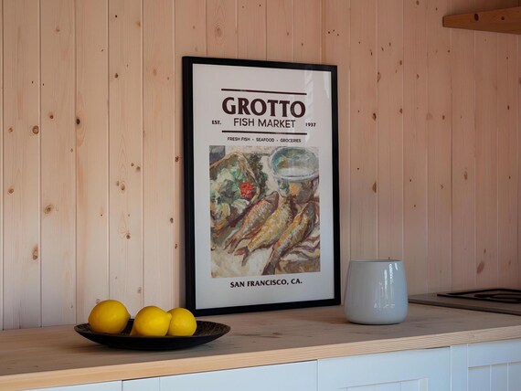 California Fish Market Print Retro Kitchen Art Decor Fish Seafood Kitchen Wall Art Retro Fish Market Poster Kitchen Gift For Home