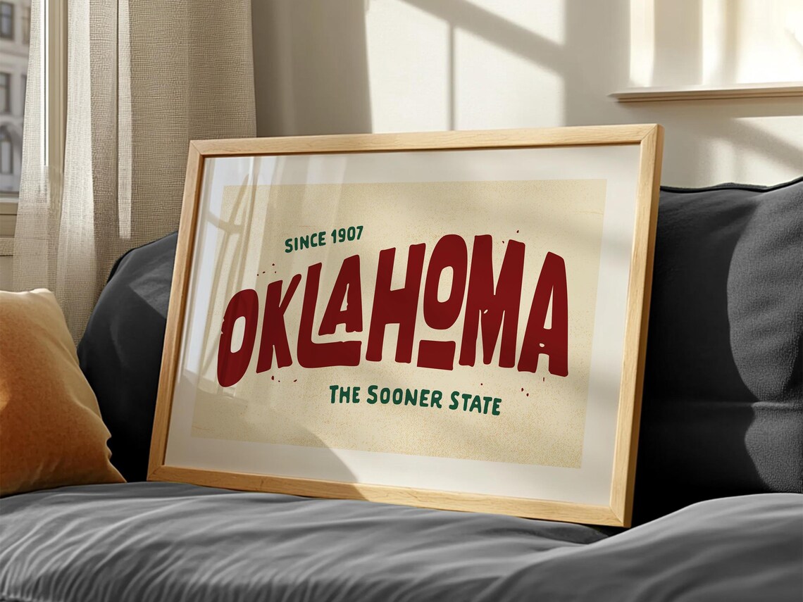 Retro Oklahoma Art Print, Sooner State Poster - Image 2