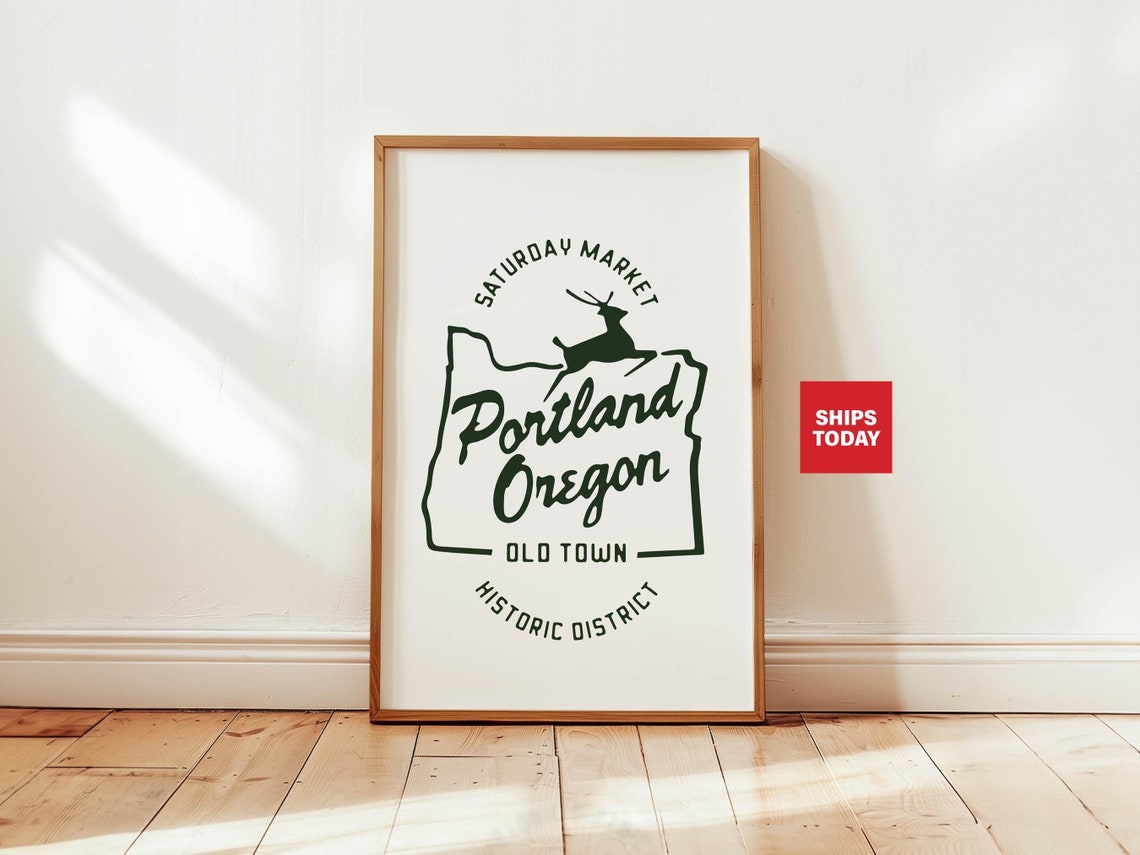 Portland Travel Print Oregon Art Wall Decor Retro Oregon Travel Poster Portland Wall Art Gift For Traveler Outdoorsy Wall Decor