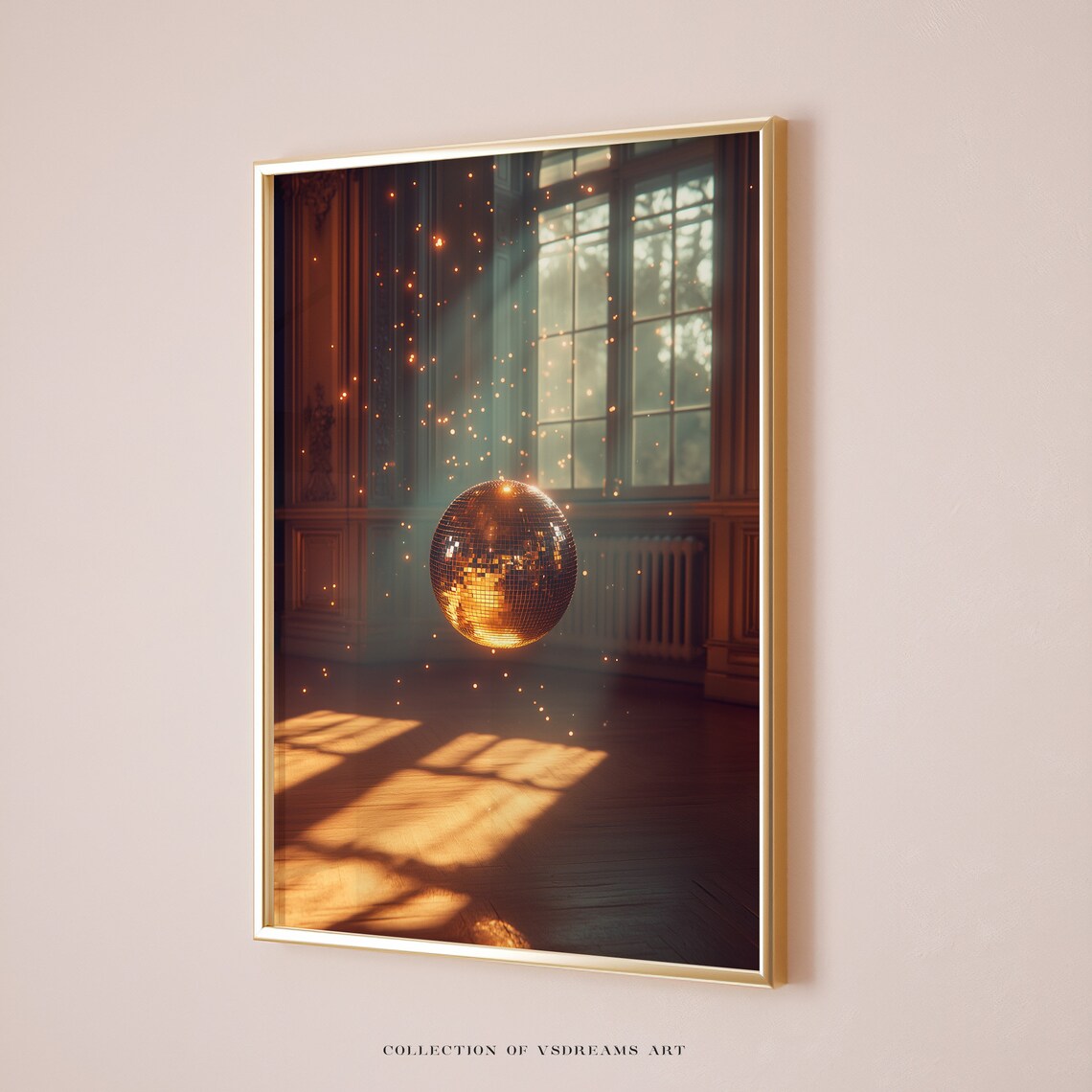 Disco Ball Palm Leaves Black And White Tropical Party Decor Poster