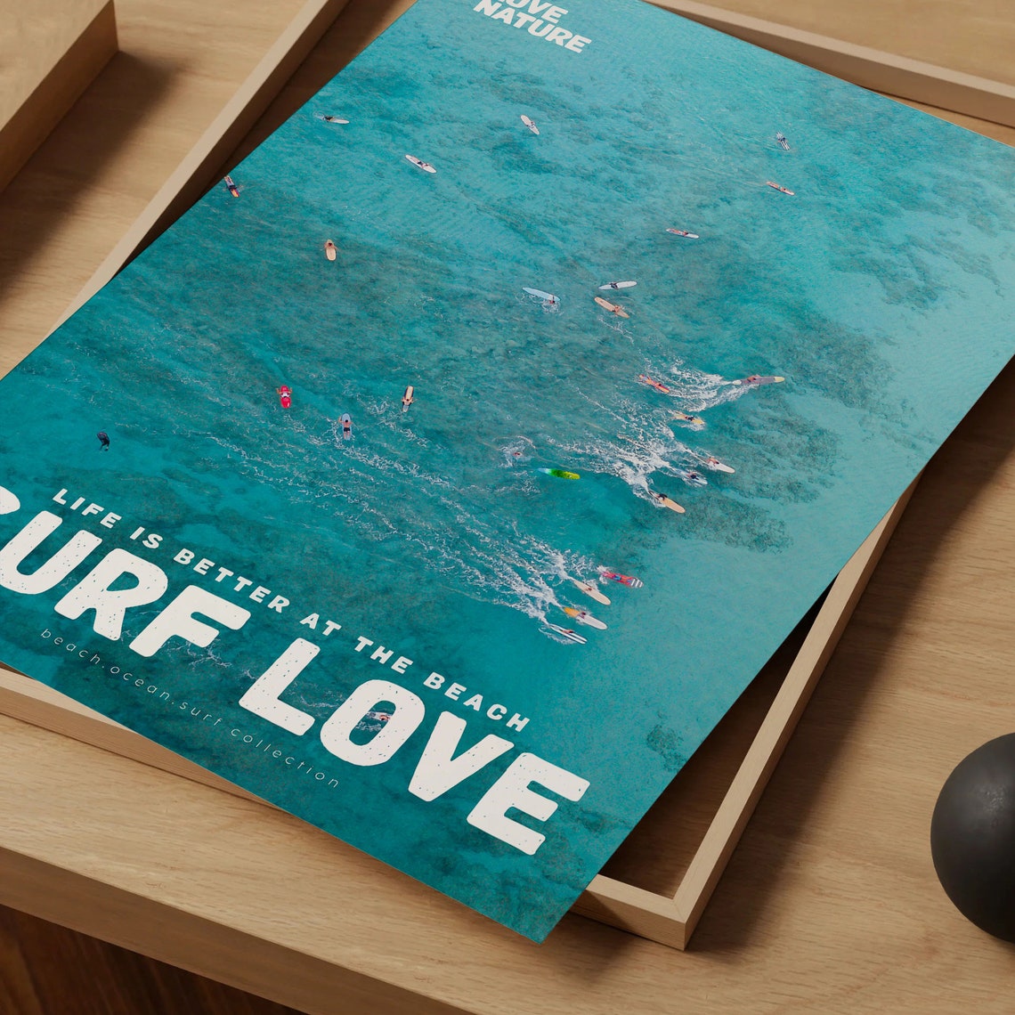 Surf Love Aerial View Of Surfers On Turquoise Ocean Waves Poster - Image 4