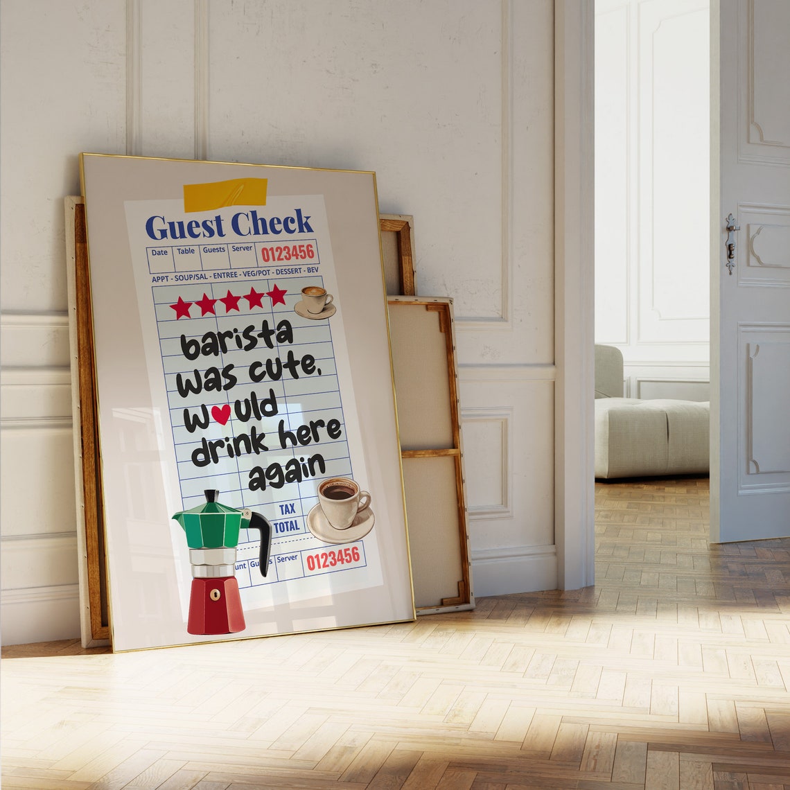 Barista Was Cute Would Drink Here Again Guest Check Art Poster - Image 5
