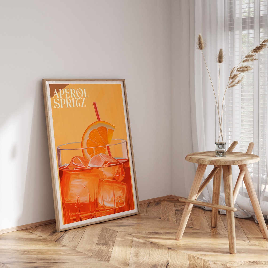 Aperol Spritz Orange Cocktail Glass Illustration Summer Drink Poster - Image 3