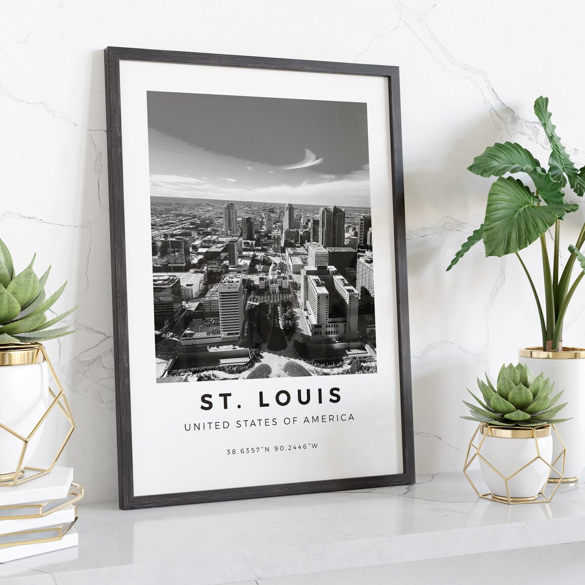 St Louis Black and White Travel Poster Print - Image 5