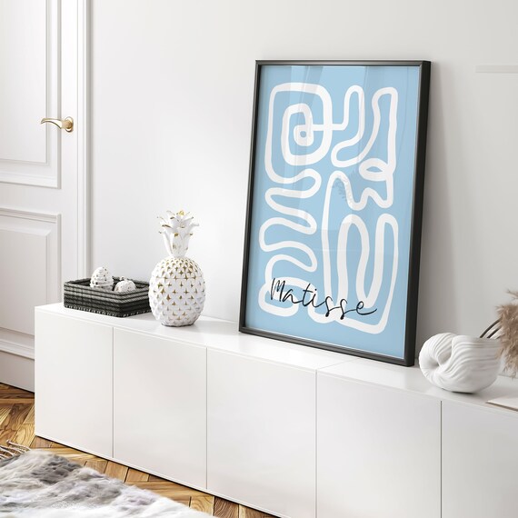Blue Matisse Print Pastel Living Room Poster Museum Print Minimalist Print Art Matisse Line Modern Print