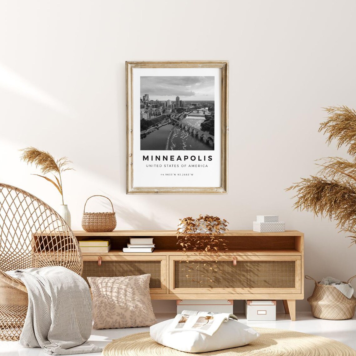 Minneapolis Black and White Travel Poster, Cityscape - Image 3