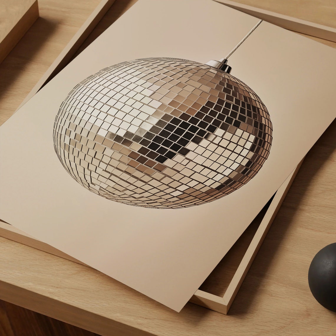 Gold Disco Ball Hanging Neutral Minimal Modern Sparkle Decor Poster - Image 5