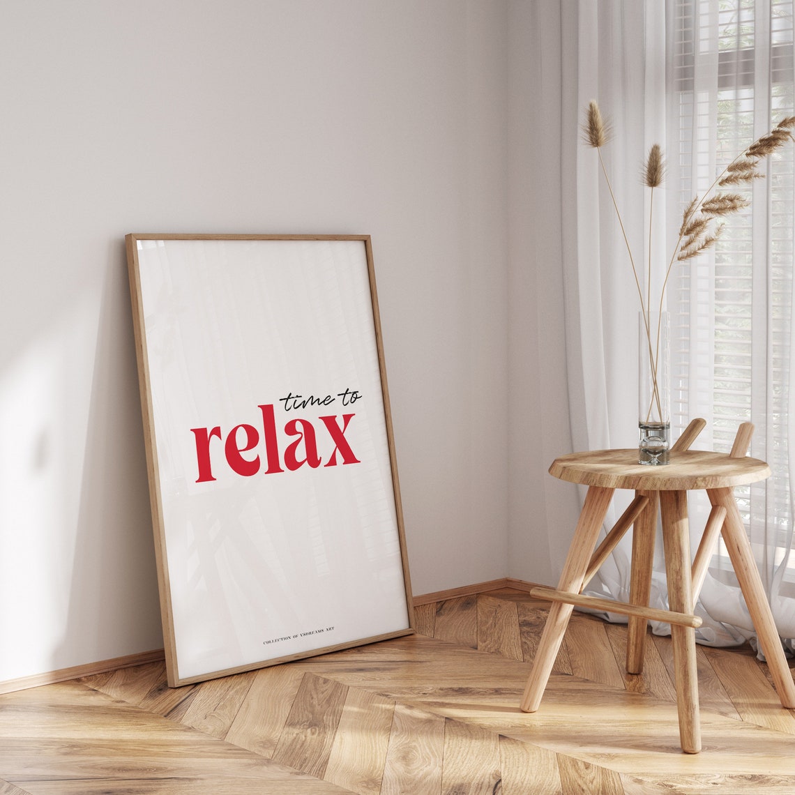 Time To Relax Red Serif Typography Minimalist Calm Wall Poster - Image 3