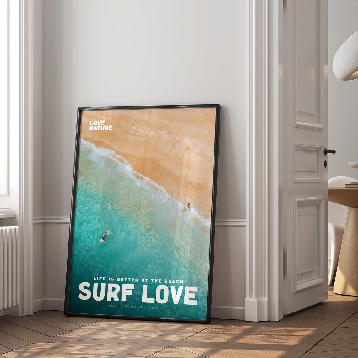 Surf Love Aerial Beach Shoreline Turquoise Water And Sand Photo Poster - Image 2