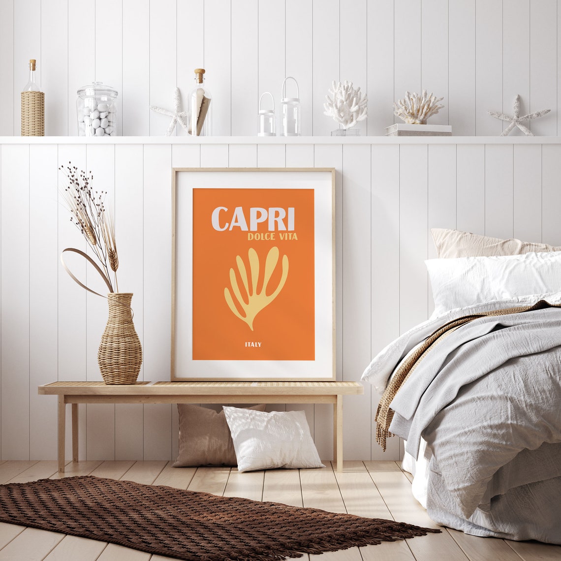 Capri Italy Dolce Vita Bold Orange Abstract Retro Travel Poster - Image 2
