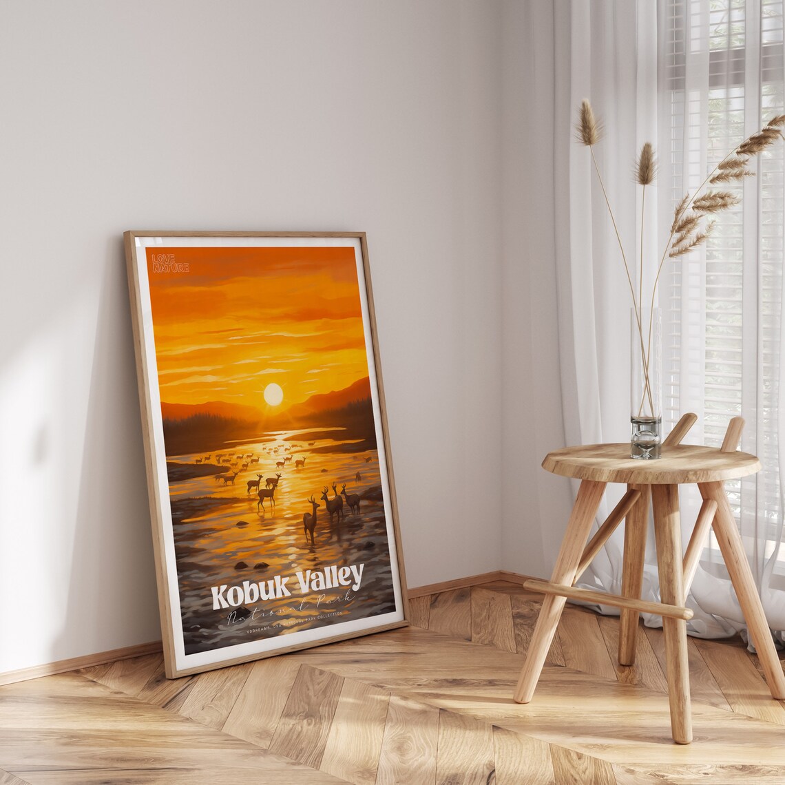 Kobuk Valley National Park Caribou Sunset Vintage Travel Poster - Image 3