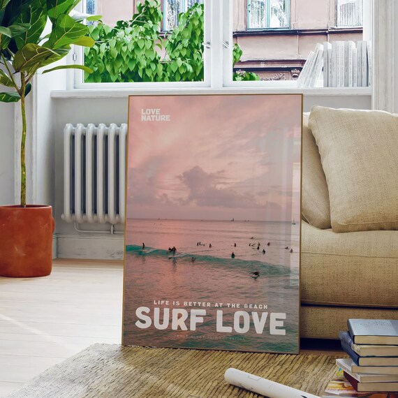 Modern Surf Poster Surf Love Movie Poster And Magazine Cover Style Print Surf Wall Art Surfer Posters Aesthetic Surfer Gift Surfing Photo