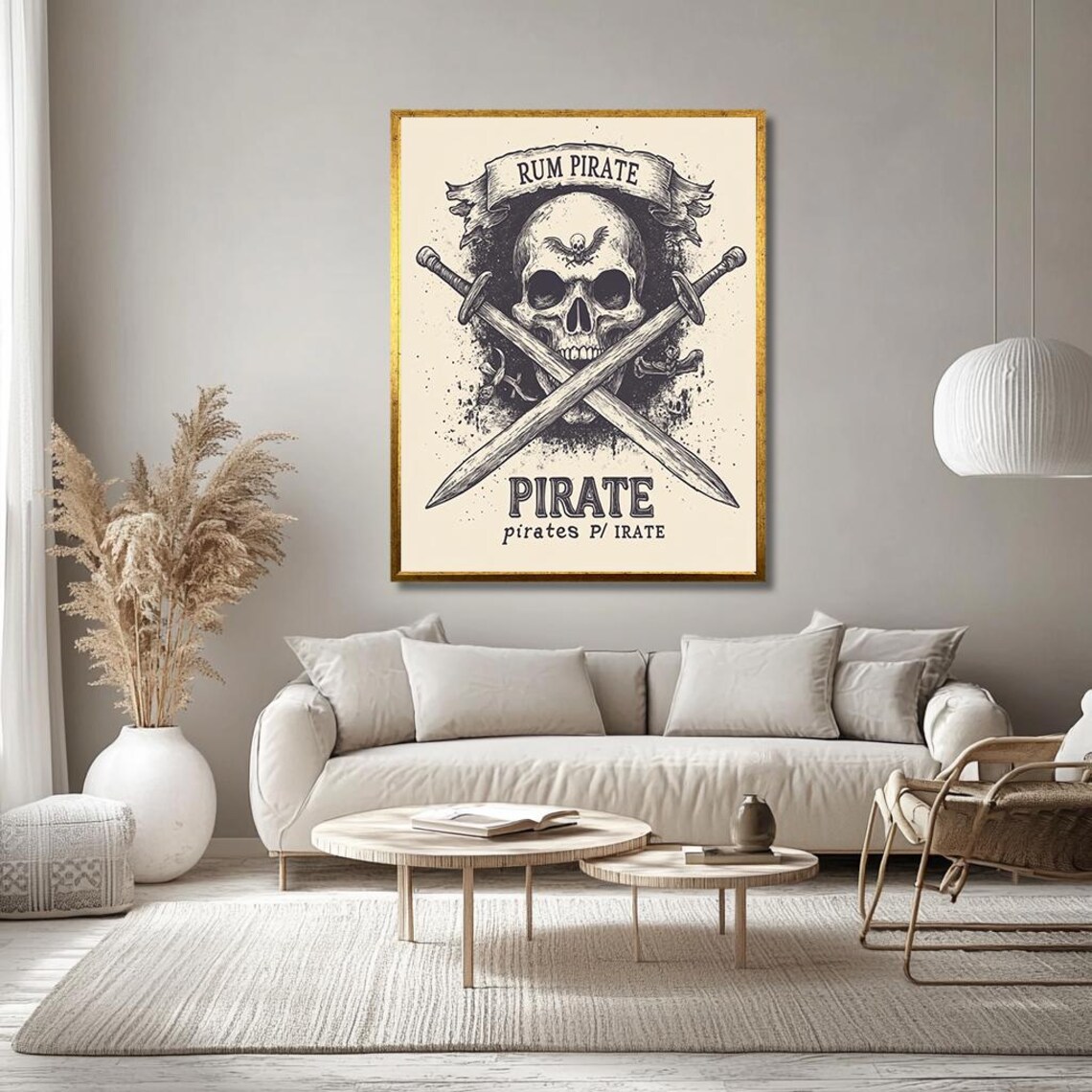 Rum Pirate Skull With Crossed Swords Vintage Jolly Roger Poster